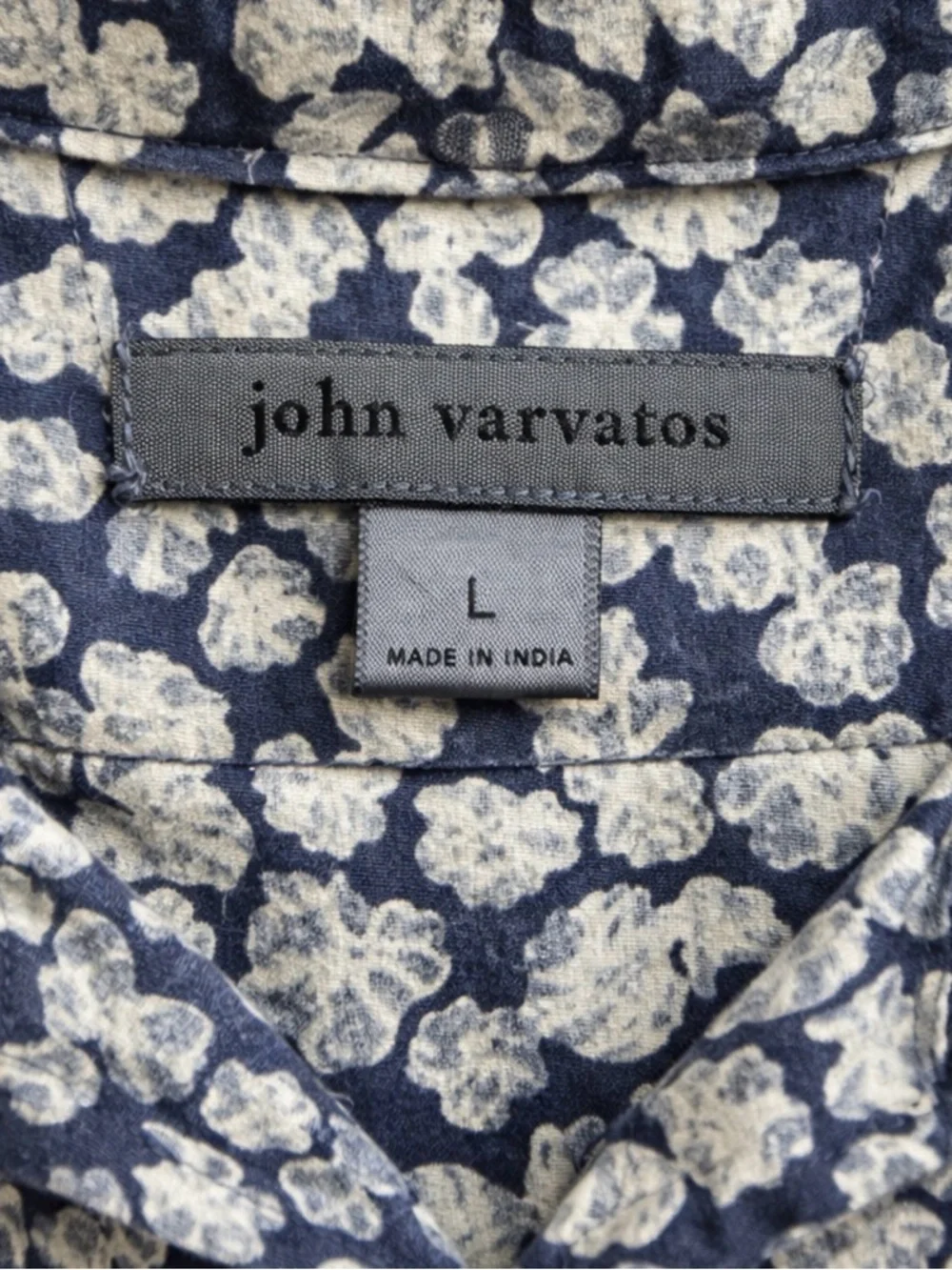 Men's Navy Floral Short-Sleeve Shirt JOHN VARVATOS